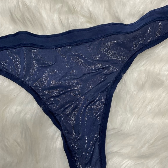 Victorias Secret Navy Blue Glitter Thong - Picture 2 of 6